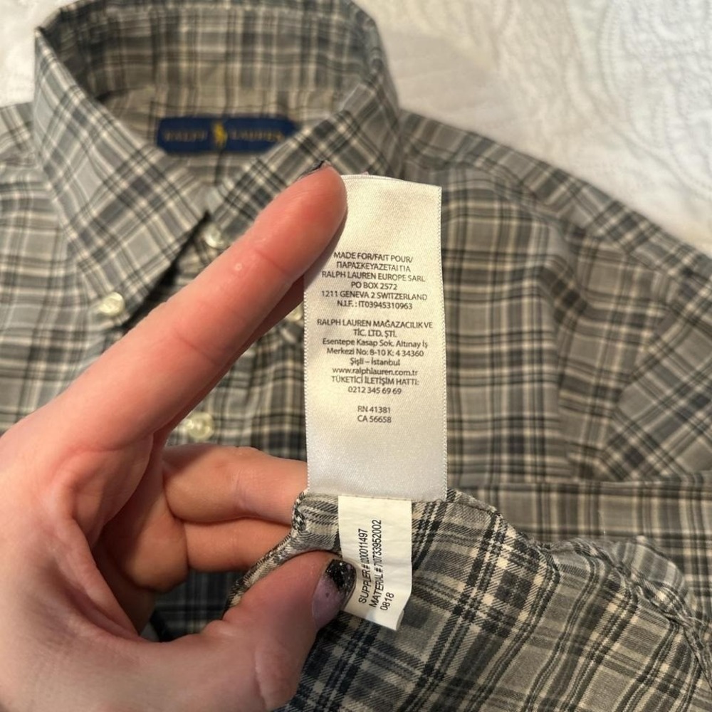 Ralph Lauren grey plaid button down shirt mens MEDIUM - Picture 8 of 8